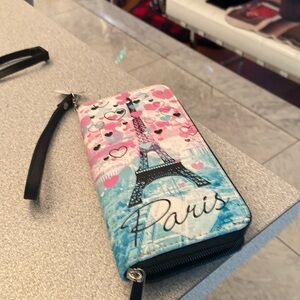Paris Themed Women's Wallet - Pink and Blue
